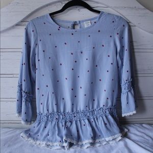 Light Blue Strawberry Printed Kids XL Blouse
